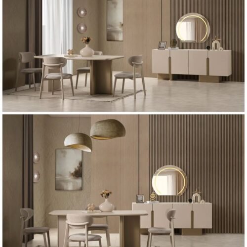 IMG-20250913-WA0019 Modern Beige Dining Room Set with Buffet