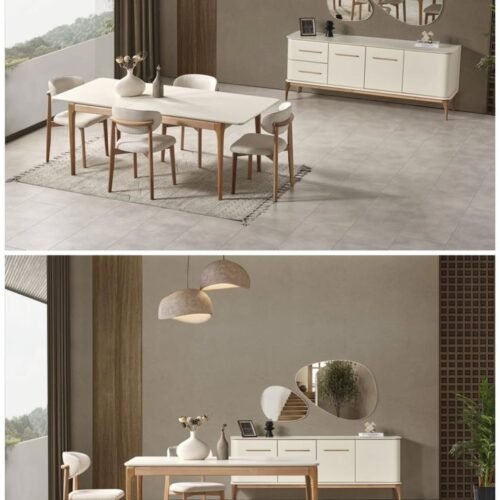 IMG-20250913-WA0022 Scandinavian Light-Wood Dining Room Set with Buffet