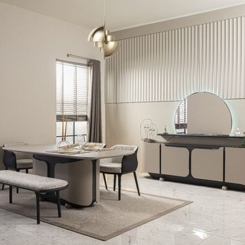 IMG-20250913-WA0044 Modern Beige & Black Dining Room Set with Buffet