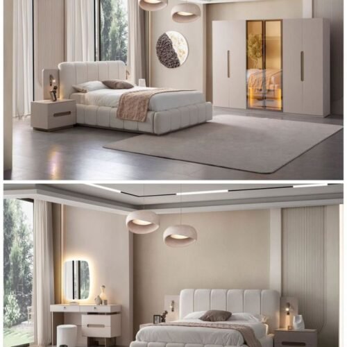 Soft Beige Contemporary Bedroom Set