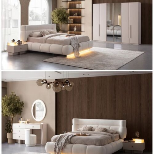 Modern Illuminated Padded Bedroom Set