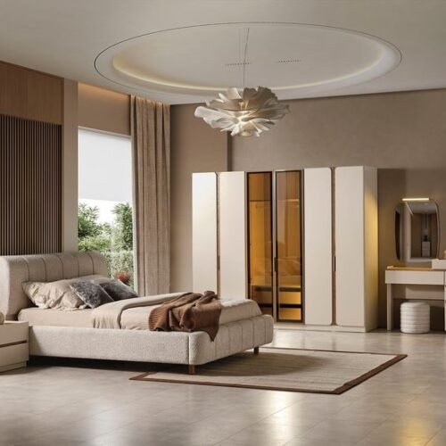 Elegant Beige & Gold Bedroom Set