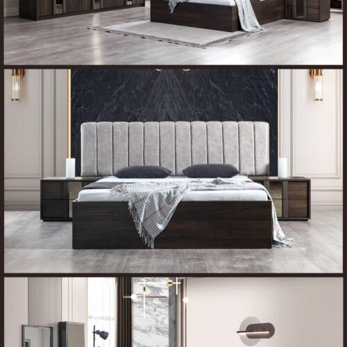 Modern Dark Wood & Gray Bedroom Set
