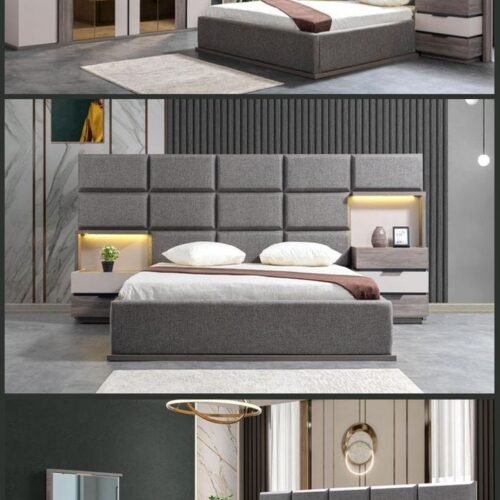 Modern Grey Upholstered Bedroom Set
