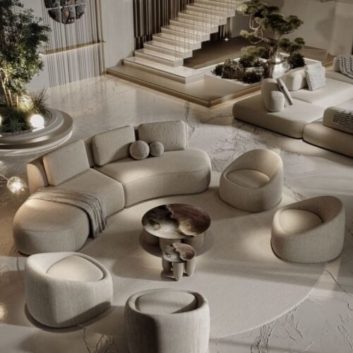 Luxury Curved Living Room Set