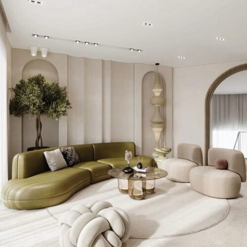 Olive Green Modern Living Room Set