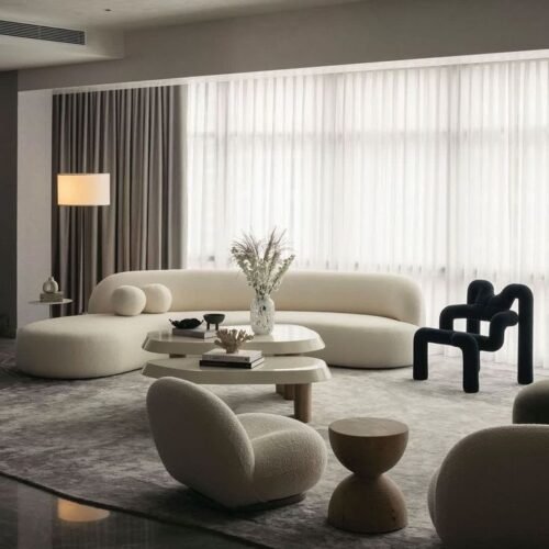 Luxury Minimal Curved Living Room Set