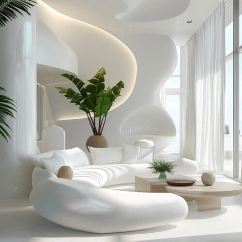 Luxury White L-Shape Sofa