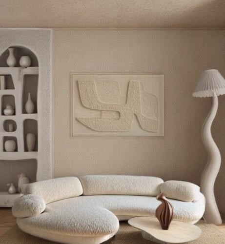 Modern Cream Curved Sofa