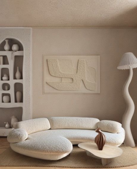 Modern Cream Curved Sofa