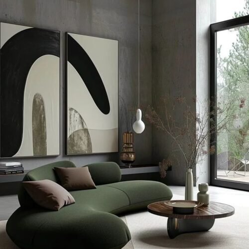 Luxury Dark Green Curved Sofa