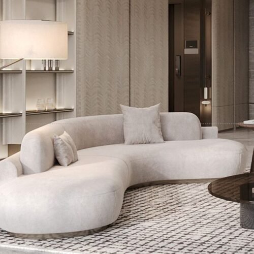 Elegant Beige Curved Corner Sofa