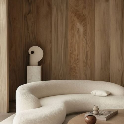 Minimal Curved Cream Sofa