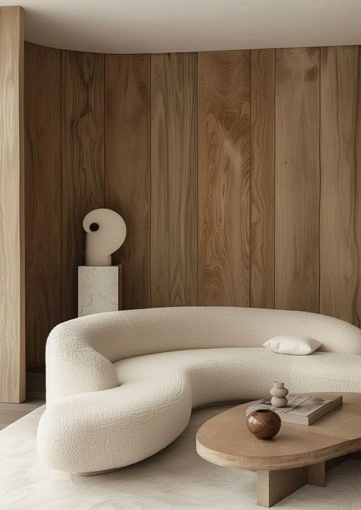 Minimal Curved Cream Sofa
