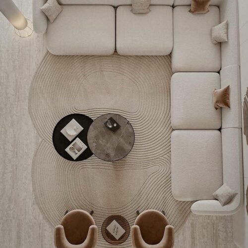 Modern Cream L-Shaped Sofa Set