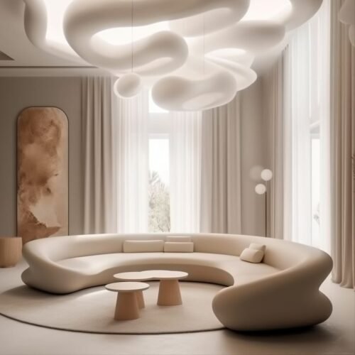 Modern Sculptural Beige Sectional