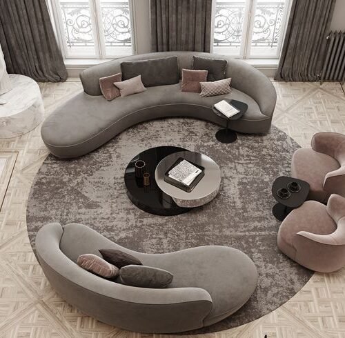 Luxury Curved Velvet Living Room Set