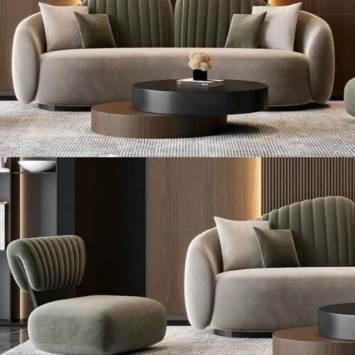 Velvet Shell Sofa Set